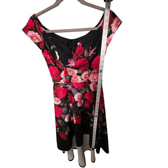 High Low Floral Dress Women's Size 2 Pink Red Black Roses Coquette WhimsyGoth - Picture 6 of 12